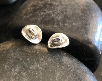 Sterling Silver Cowboy hat Stud Earrings, southwestern studs, .925 cowgirl hat earrings, Dainty earrings, tiny studs