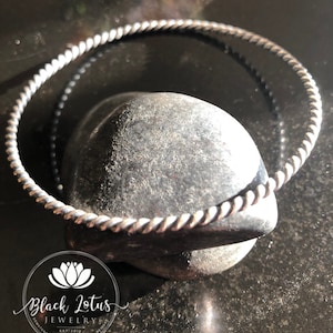 10 gauge Twisted Sterling Silver Bangle Bracelet, Stacking Bangle, Thick Rope Stacking Bracelet, Thicker Bangle Single bracelet stacker