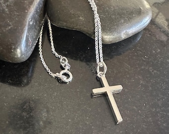 Sterling silver Classic .925 Cross Necklace, dainty silver cross necklace, Gift for her, gift for girls, sterling silver chain
