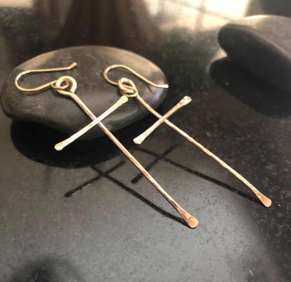 Hammered cross earrings online