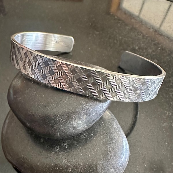 Wide Sterling Silver Pattern Cuff Bracelet, Adjustable Cuff, thick  bracelet, wide cuff, Anniversary gift, for him or her, heavyweight cuff