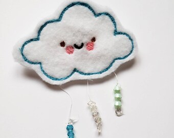 Happy Rain Cloud Felt Brooch