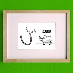 Y is for Yak Animal ABC Alphabet Kid Art Print image 3