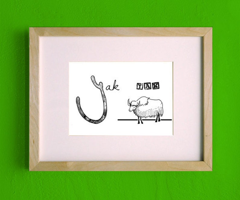 Y is for Yak Animal ABC Alphabet Kid Art Print image 3