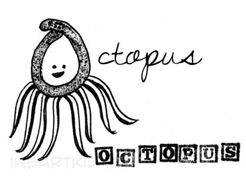 O is for Octopus Animal ABC Alphabet Kid Art Print - Etsy
