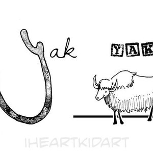 Y is for Yak Animal ABC Alphabet Kid Art Print image 2