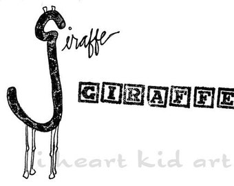 G is for Giraffe Animal ABC Alphabet Kid Art Print