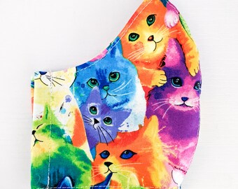 Rainbow Kitty Fabric Face Mask