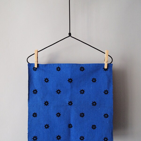 Summer Blue "Etoile" Napkins - Set of 2, Navy Stars on Blue Feedsack Cotton