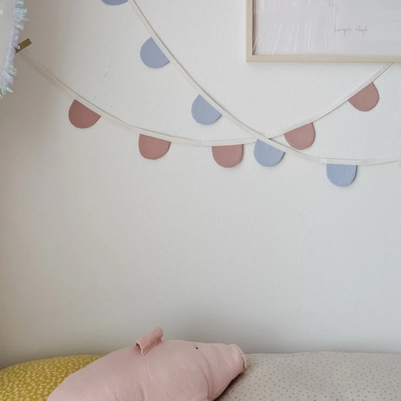 confetti half moon garland : red, dusty pink, lavender, sky blue image 3