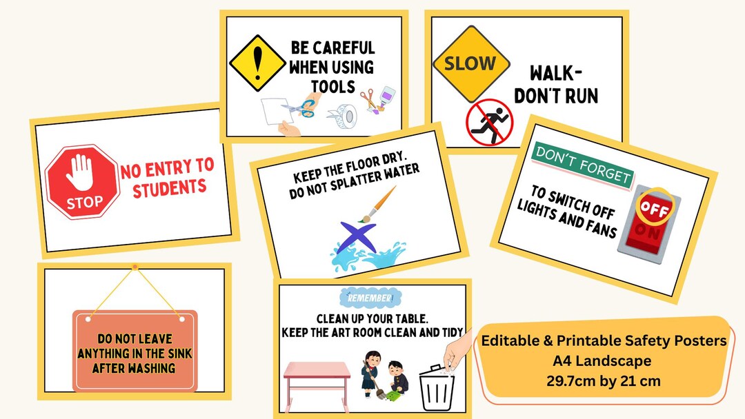 EDITABLE & PRINTABLE Safety Posters - Etsy Canada