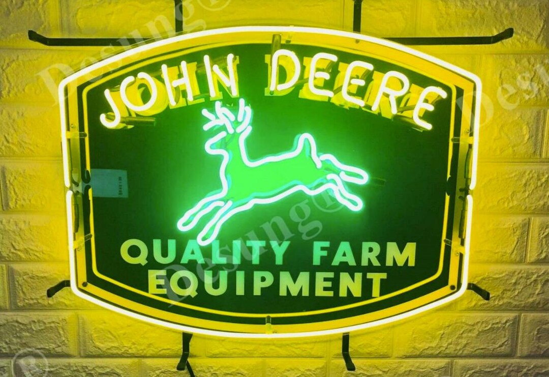 Farm Equipment Deer Neon Sign: Printed Glass Garage & Bar Wall Decor ...