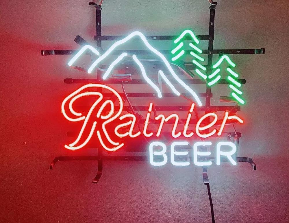 thumbnail image 2 of 1974 Rainier Beer Retro Metal Sign – 70s Man & Mountain Goat – Vintage Look Replica – Wall Decor 2 of 4
