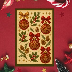 Biglietti d'auguri, stile natalizio vintage di lusso, design con palline di Natale, biglietti di auguri, biglietti di Natale, cancelleria festiva, set da 10 biglietti