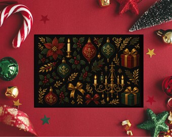 Biglietti d'auguri, set di biglietti di Natale, elegante cancelleria per le feste, collezione di biglietti festivi, auguri stagionali di lusso, stampa fronte-retro