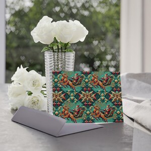 Cartões comemorativos, Cartão de Natal do Papai Noel com design luxuoso, Cartão de Natal, Saudações festivas, Impressão frente e verso, Trenó de renas