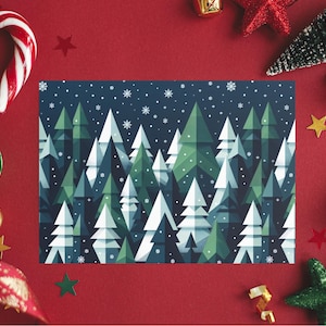 Biglietti di Natale, biglietti di auguri per le vacanze invernali, biglietto festivo con albero di Natale e neve, set di cancelleria stagionale, confezione di biglietti di Natale fatti a mano,