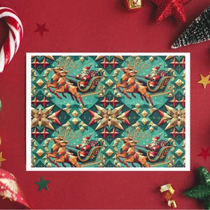 Cartes de vœux, carte de Noël Père Noël au design luxueux, carte de vœux pour les fêtes, impression recto verso, traîneau à rennes