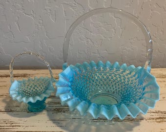 フェントン　アメリカ　ビンテージ　バスケット　ホブネイル フェントン アメリカ ビンテージ バスケット ホブネイル