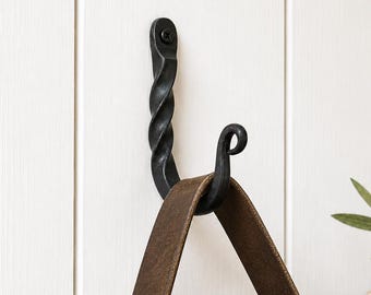 4" Large Hand-Forged Twist Hook: Rustic Blacksmith Iron Wall Hook