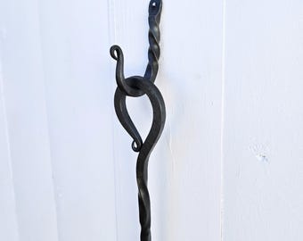 Hand-Forged Steel Fire Poker Set: Twisted Handle Fireplace Tool with Hook