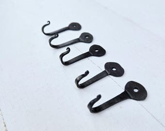 1.5" Small Hand-Forged Horseshoe Nail Hook – Rustic Blacksmith Wall Hook