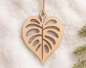 Wood Swiss Cheese Monstera Christmas Ornament – plant Lover Gift