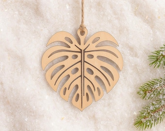 Wood Monstera Leaf Christmas Ornament – Tropical Plant Decor | Houseplant Gift