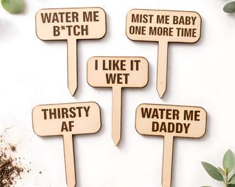 Funny Wooden Plant Stakes | Sassy Houseplant Markers, Garden Signs