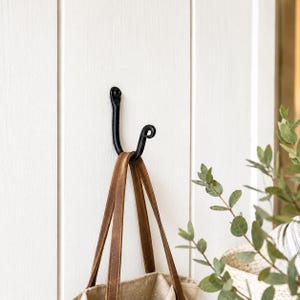 2" Small Hand-Forged Iron Hook – Curled Wall Hook | Rustic Industrial Hardware | 1/8” Steel