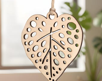 Wood Begonia Leaf Ornament – Polka Dot Plant | Houseplant Gift