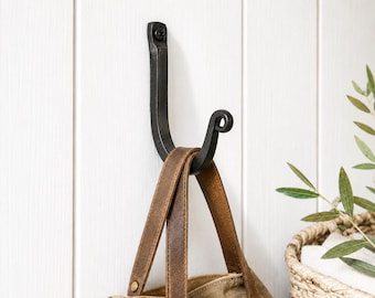 3" Hand-Forged Iron Wall Hook: Heavy Duty Rustic Farmhouse Decor