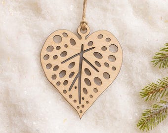 Wood Begonia Leaf Christmas Ornament – Polka Dot Plant | Houseplant Gift