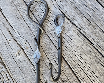 Hand Forged Steel Fire Poker Set: Blackened Finish, Silver Accents