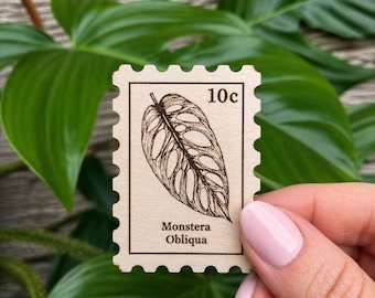 Monstera Obliqua Magnet – Laser Cut Wood Rare Aroid Leaf Decor Botanical Fridge Magnet