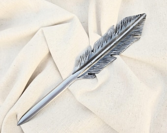 Hand Forged Steel Feather Letter Opener – Rustic Desk Accessory, Blacksmith Art