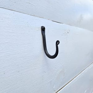 2&quot; Small Hand-Forged Iron Hook – Curled Wall Hook | Rustic Industrial Hardware | 1/8” Steel