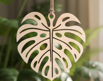 Wood Monstera Leaf Ornament – Tropical Plant Decor | Houseplant Gift