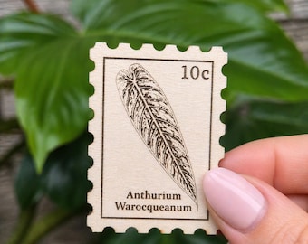 Anthurium Warocqueanum Magnet – Laser Cut Wood Leaf Decor, Rare Aroid Plant Gift