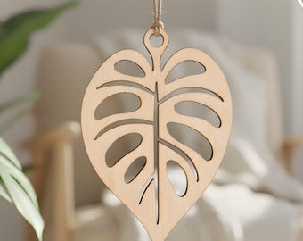 Wood Swiss Cheese Monstera Ornament – plant Lover Gift
