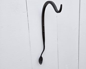 Hand Forged Shepherd's Hook: Rustic Blacksmith Plant Hanger, 11"