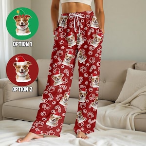 Custom Pet Face Pajama Pants, Using Pet&#39;s Face Photo, Custom Dog Pants, Personalized Pajama Photo Pants, Dog Pant Gift For Dad/Mom