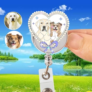Personalized Cute Pet Badge Reel for Nurse Gifts, Custom Pet Badge Reel, Nurse Badge Reel with Pet Photo, Custom Pet Portrait Badge Reel