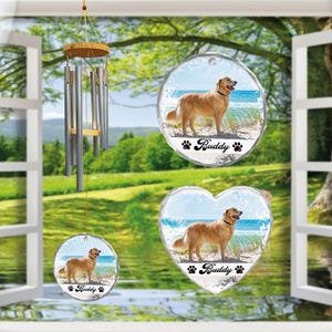 Custom Photo Pet Memorial Wind Chime, Pet Sympathy Gift, Dog Memorial Cat Memorial Gift, Pet Loss Keepsake, Wind Chime for Pet Lovers
