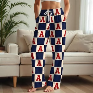 Custom Print Flannel Jogger Plaid Pants With The First Letter Of Name, Custom Flannel Pants, Personalized Pants For Couples Or Him and Her