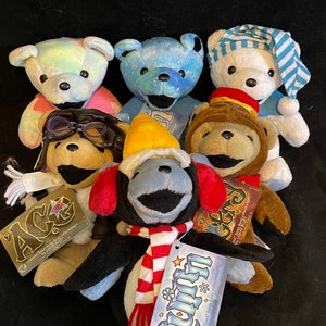 11th Generation Grateful Dead plush bear by Liquid Blue, beanie bear, rare, vintage, taffy, ace, cheeky, Dustin, powder, quinn