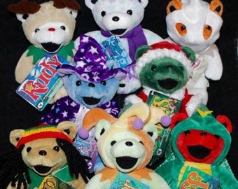 9th Generation Liquid Blue Grateful Dead Plush Bear, Beanie Bear