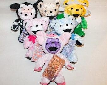 Twelfth Generation Liquid Blue beanie plush bear collection, vintage, hippie, dead tour, collectible, plushie, dancing bear, flower power,