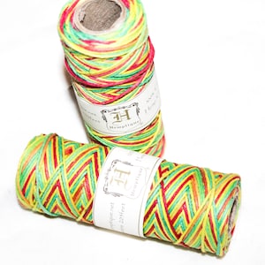 1mm Rasta Variegated Hemptique Romanian Hemp Cord 205ft, 20lb hemp cord, hemp twine, crafts, jewelry, macrame cord