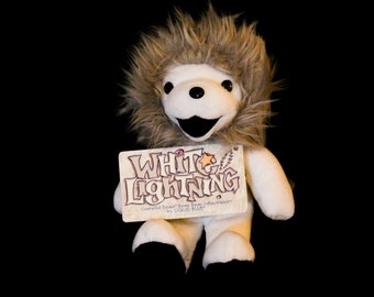 Rare White Lightning Grateful Dead plush bear, beanie bear, plushie, dancing bear, hippie, dead tour, collectible, vintage